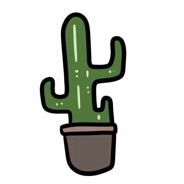 Ručně Tažené Bizarní Kreslených Kaktus — Stock fotografie