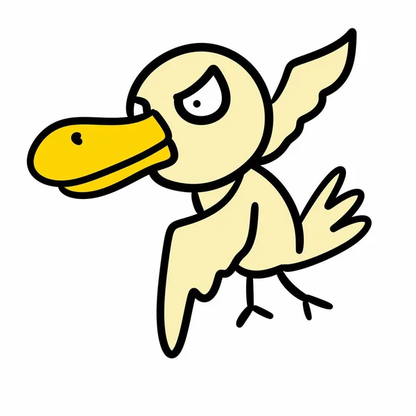 Ilustracja Ptaka Żółtego Kreskówki — Zdjęcie stockowe