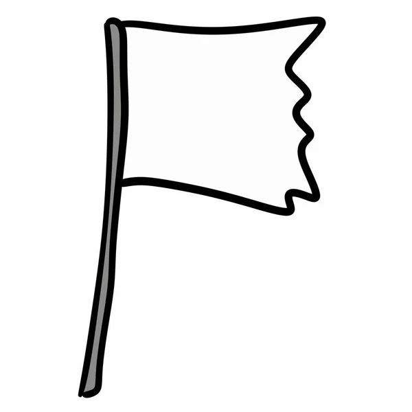 Ζωγραφισμένη Στο Χέρι Σημαία Κινουμένων Σχεδίων Λευκό Φόντο — Φωτογραφία Αρχείου