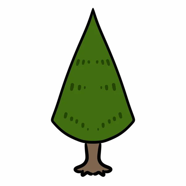 Roztomilý Ručně Kreslené Kreslené Kreslené Čmáranice Zeleném Vánočním Stromečku — Stock fotografie
