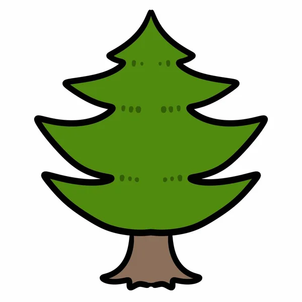 松の木の自然アイコンアウトラインスタイル — ストック写真