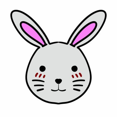 Beyaz arkaplanda tavşan surat karikatürü