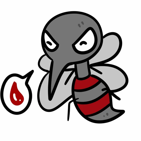 白い背景の蚊の漫画 — ストック写真