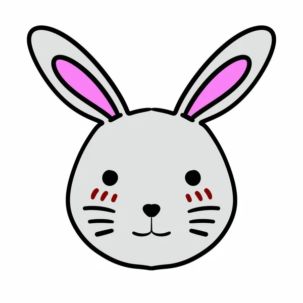 白色背景的兔脸卡通片 — 图库照片