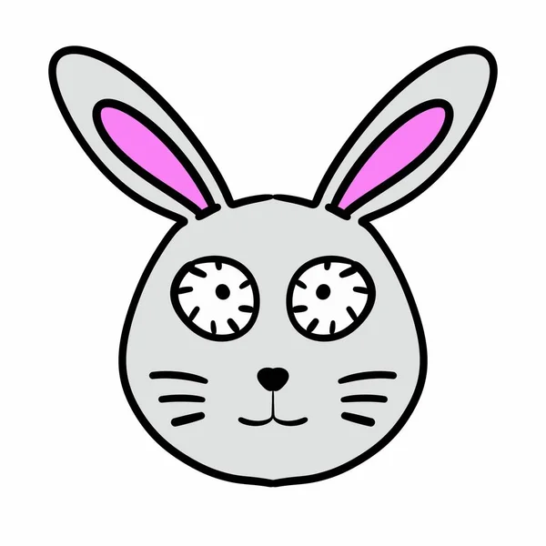 白色背景的兔脸卡通片 — 图库照片