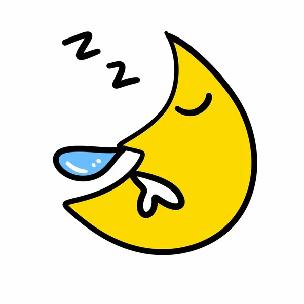 Cartoon Doodle Eines Schlafenden Mondes — Stockfoto
