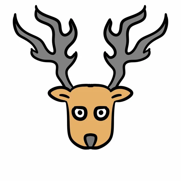 かわいい鹿の頭の漫画白の背景 — ストック写真