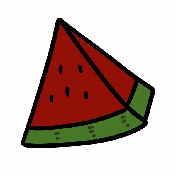 Vattenmelon Färsk Frukt Ikon Tecknad Illustration — Stockfoto