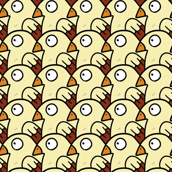 Nahtloses Muster Des Niedlichen Vogel Cartoons — Stockfoto