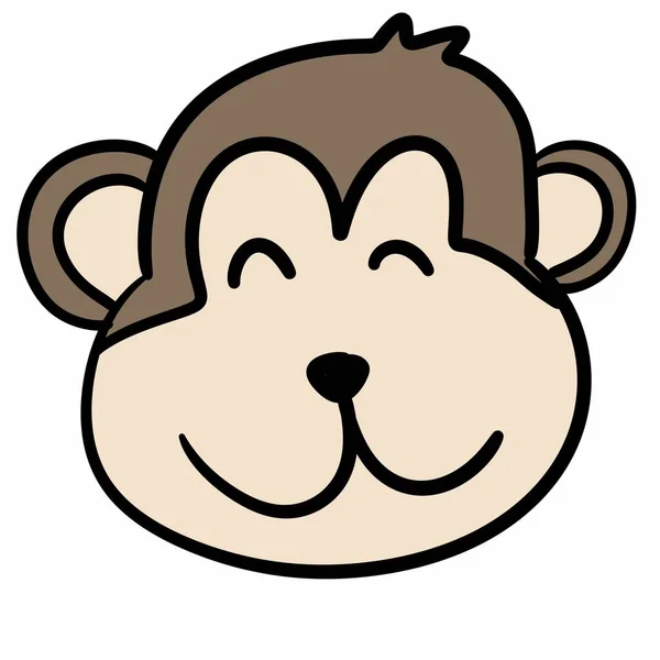 Roztomilý Opice Hlava Karikatura Bílém Pozadí — Stock fotografie