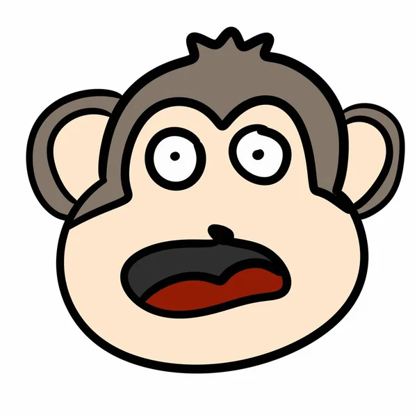 Bonito Macaco Cabeça Cartoon Fundo Branco — Fotografia de Stock