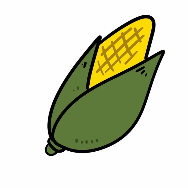 Kreskówki Doodle Kukurydzy Izolowane Białym Tle — Zdjęcie stockowe