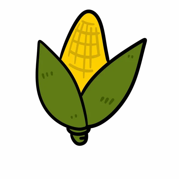 Kreslené Čmáranice Kukuřice Izolované Bílém Pozadí — Stock fotografie
