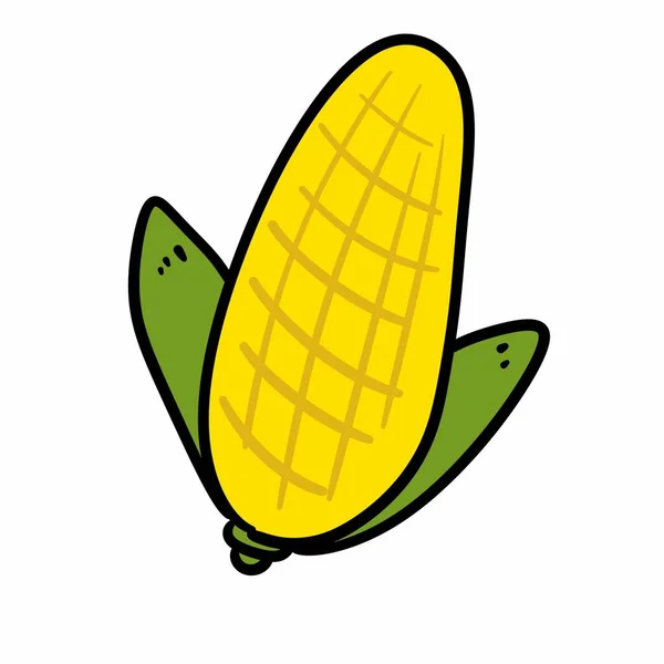 卡通涂鸦玉米在白色背景下隔离 — 图库照片