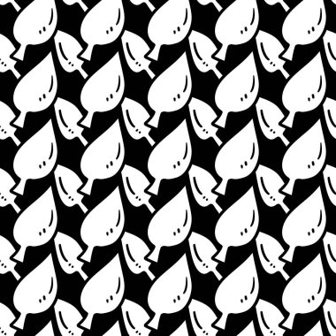 Soyut elle kusursuz desen çizilmiş siyah ve beyaz karalama elementleri. resimleme 