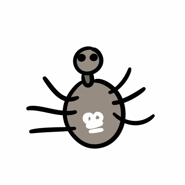 かわいいクモのアイコン 手描きイラスト 白い背景に隔離され — ストック写真