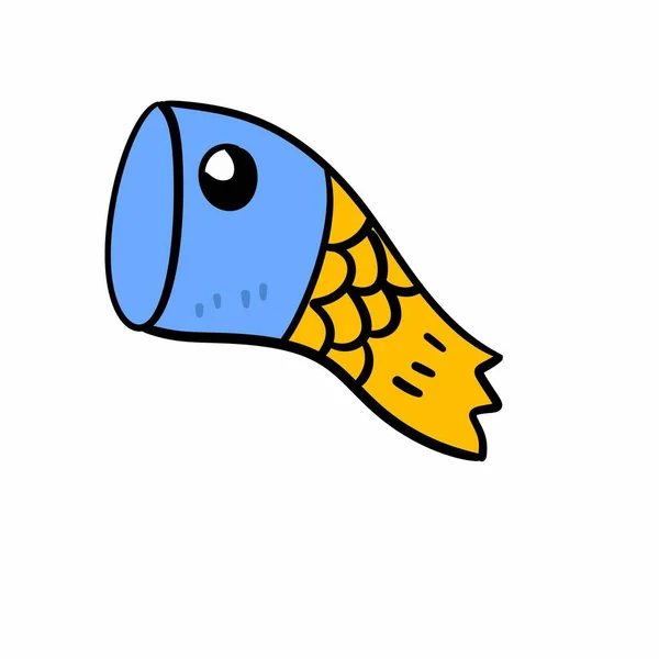 Roztomilá Ryba Ručně Kreslené Ryby Japonsko Koi Papírové Karikatury — Stock fotografie