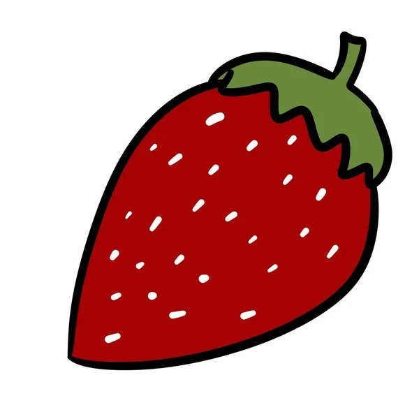 Cartoon Doodle Strawberry Isolated White Background Hand Drawn Vector Illustration — Stock Photo, Image