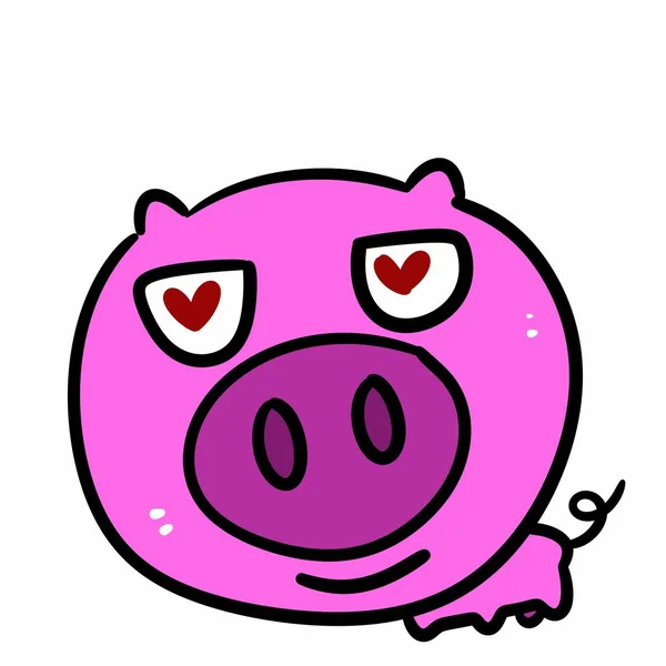Pink Pig Cartoon White Background — Stock Photo, Image