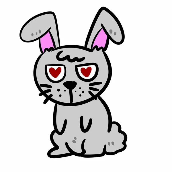 Happy Bunny Cartoon Geïsoleerd Witte Achtergrond — Stockfoto