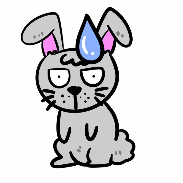 Happy Bunny Cartoon Isoliert Auf Weißem Hintergrund — Stockfoto
