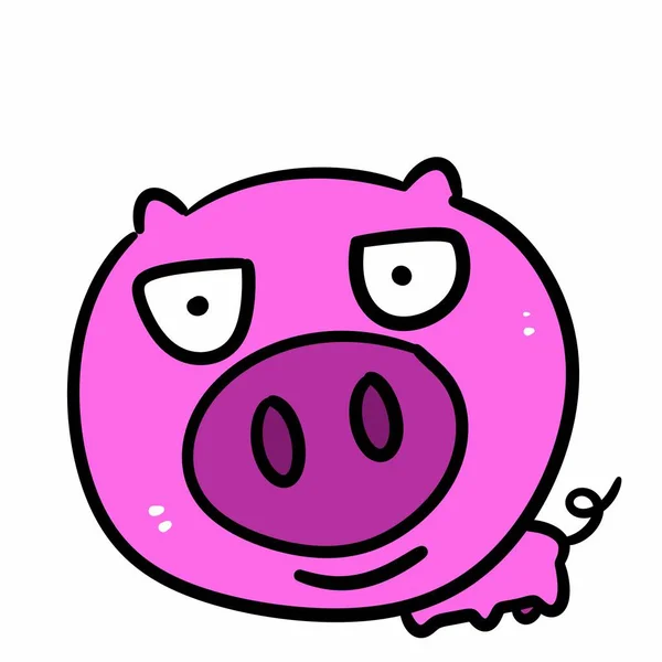 白を基調としたピンクの豚漫画 — ストック写真