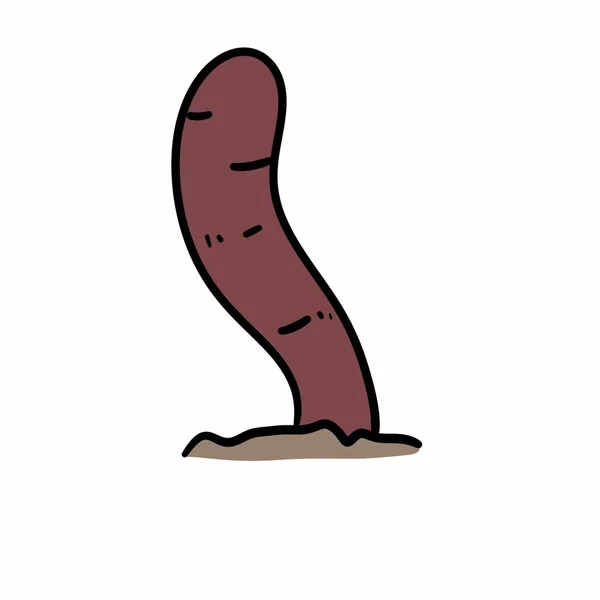 Earthworm Desenhos Animados Fundo Branco — Fotografia de Stock