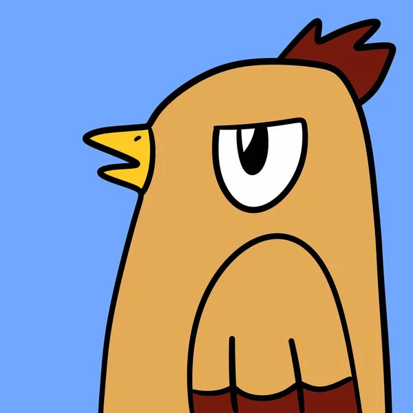Kreskówka Kurczaka Niebieskim Tle — Zdjęcie stockowe