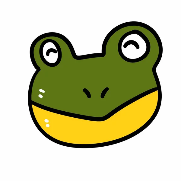 白い背景に隔離されたかわいい緑のカエルの漫画のキャラクター — ストック写真