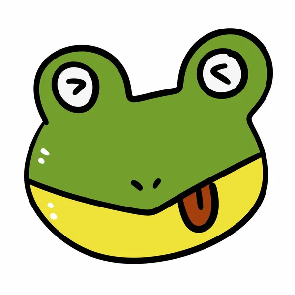 白い背景に隔離されたかわいい緑のカエルの漫画のキャラクター — ストック写真