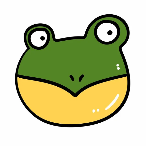白色背景下的可爱绿色青蛙卡通人物 — 图库照片