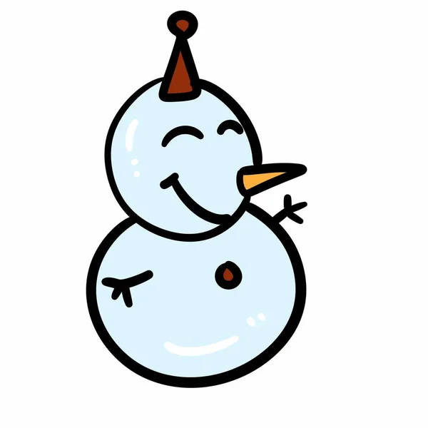 Sneeuwman Doodle Cartoon Witte Achtergrond — Stockfoto