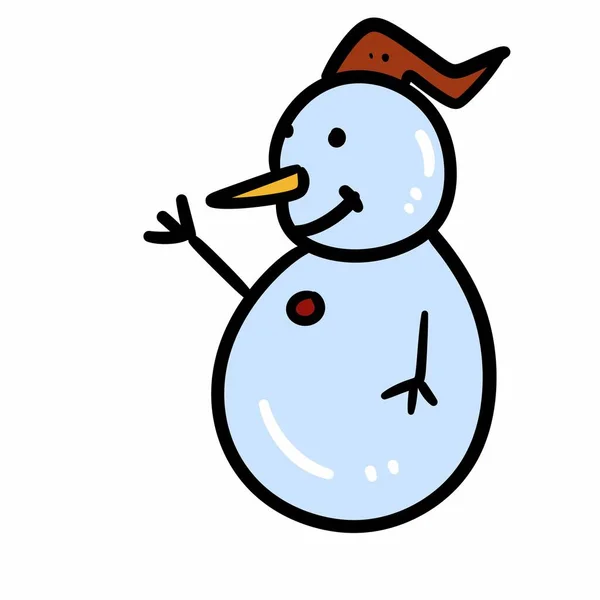 Мультфильм Снеговике Белом Фоне — стоковое фото