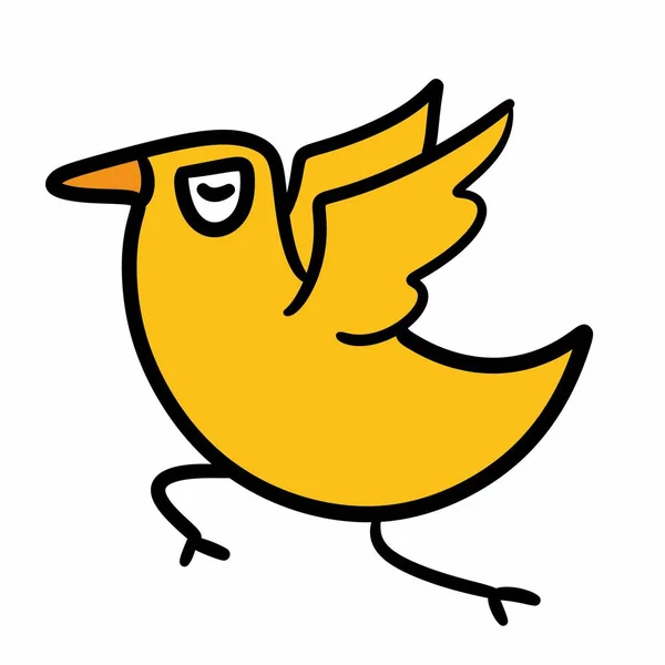 白色背景的黄鸟卡通片 — 图库照片