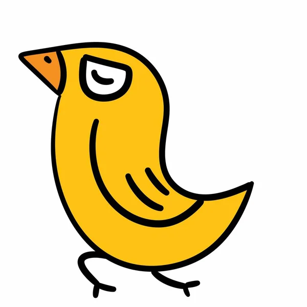 Giallo Uccello Cartone Animato Sfondo Bianco — Foto Stock