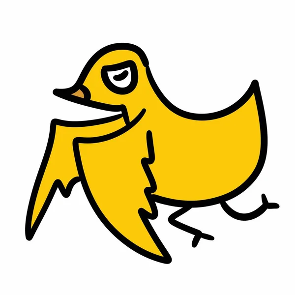 Gelbe Vogel Karikatur Auf Weißem Hintergrund — Stockfoto