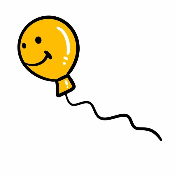 Ballon Mit Einem Lächeln Glück Und Freude Karikatur Auf Weißem — Stockfoto