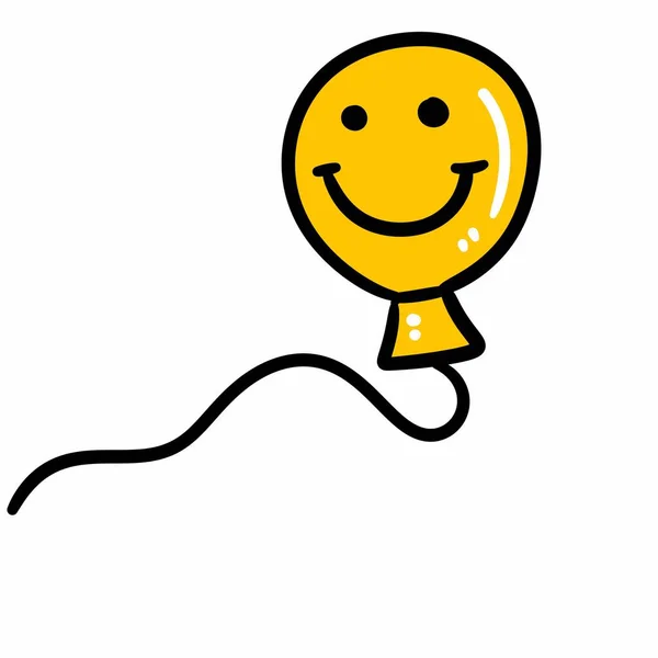 Balónek Úsměvem Štěstí Radost Kreslené Bílém Pozadí — Stock fotografie