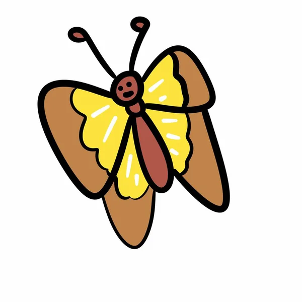 Schattige Vlinder Cartoon Witte Achtergrond — Stockfoto