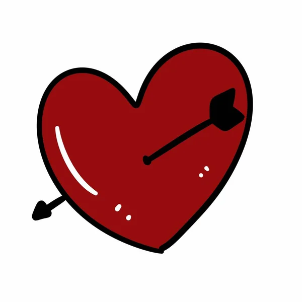 Ікона Серця Стріли Знак Червона Любов Мультфільм Білому Тлі — стокове фото