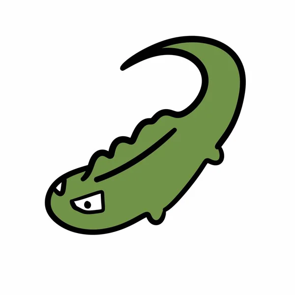 Зелена Ящірка Мультфільм Білому Тлі — стокове фото