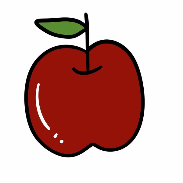 Jablko Ovoce Kreslené Bílém Pozadí — Stock fotografie
