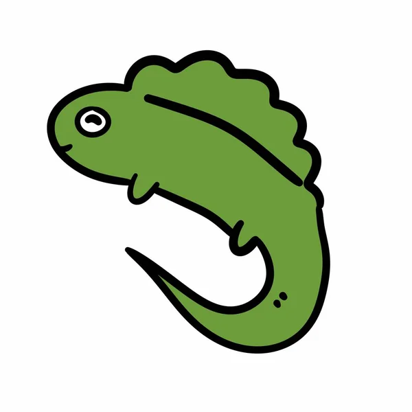 白色背景的绿色蜥蜴卡通片 — 图库照片