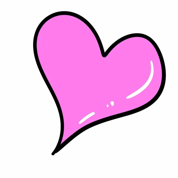 Simbolo Del Cuore Rosa Icona Del Cartone Animato San Valentino — Foto Stock