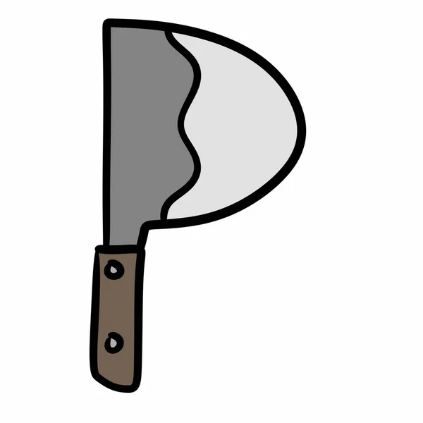 Wooden Handle Knife Cartoon Illustration Isolated White Background — Stock Photo, Image