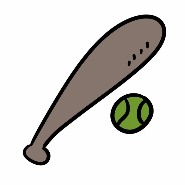 Baseball Bat Och Ball Tecknad Illustration — Stockfoto