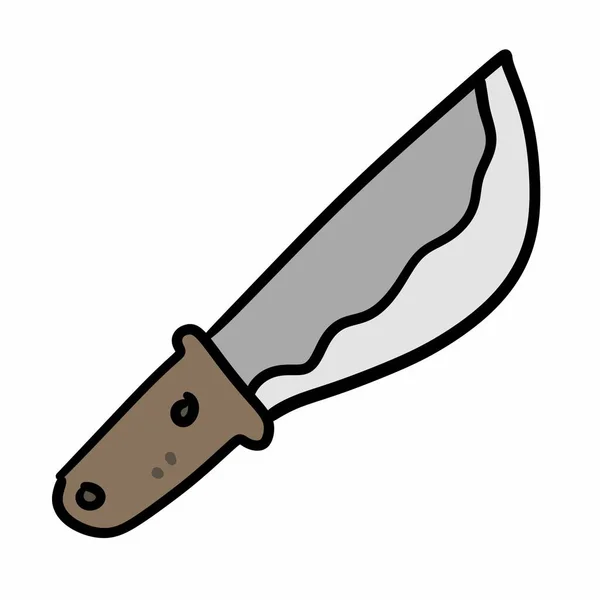 Dřevěná Rukojeť Nůž Kreslené Ilustrace Izolované Bílém Pozadí — Stock fotografie