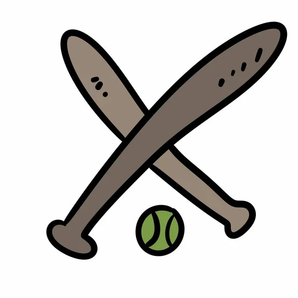 Baseball Bat Ball Cartoon Illustrazione — Foto Stock