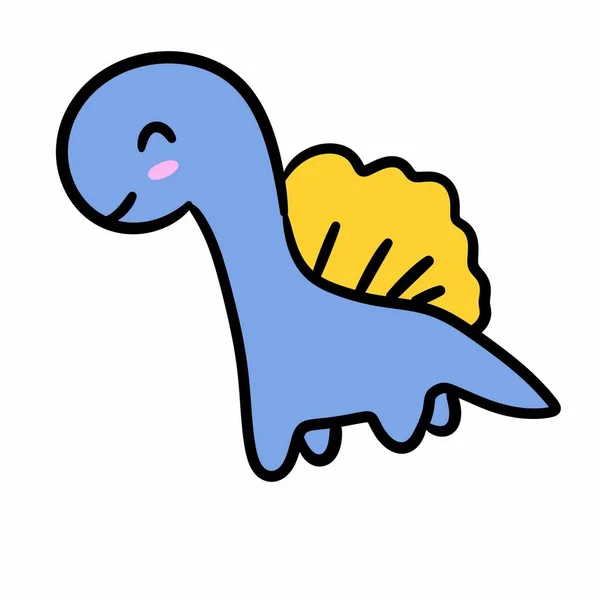 Söt Handritad Doodle Tecknad Dinosaurie — Stockfoto