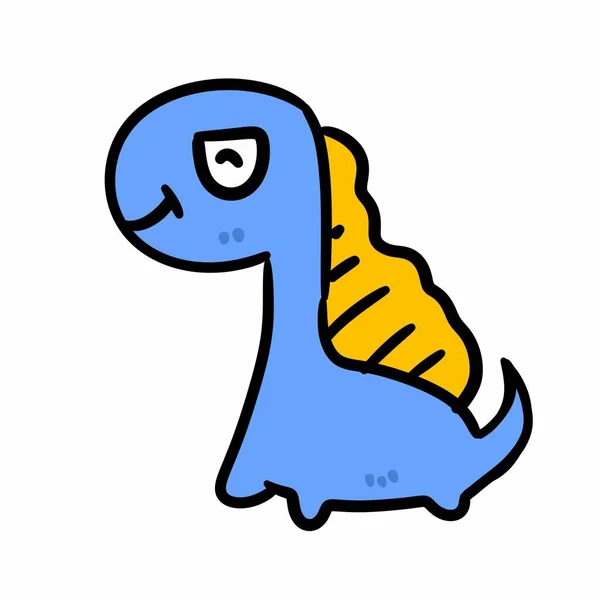 Cute Strony Rysowane Bazgroły Kreskówki Dinozaura — Zdjęcie stockowe